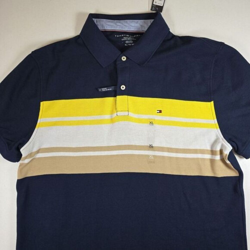 Tommy Hilfiger Men's Blue Polo Short Sleeve Shirt Regular Fit Extra Large XL